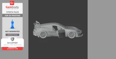 3D model of a sleek sports car with open doors, ready for 3D printing.