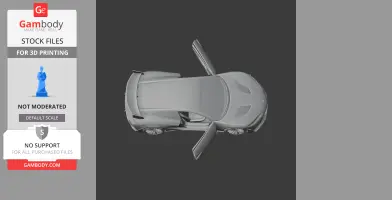 Top view of a 3D model car with open doors, designed for 3D printing.