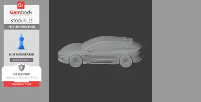 Side view of Denza Z9 scale vehicle, 3D model for printing shown in gray on a dark background.