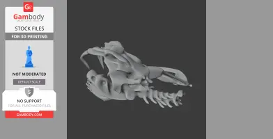 3D model of a timber rattlesnake skull, detailed and open-mouthed, for 3D printing.
