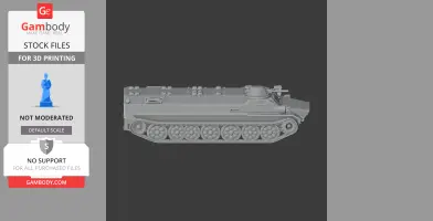 3D model of an MT-LB tank with detailed tracks and turret, suitable for 3D printing.