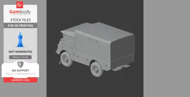 3D model of a Mowag T1 4×4 tank, suitable for 3D printing, displayed on a dark background.