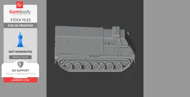 3D model of a multiple rocket launcher tank with tracks, designed for 3D printing.