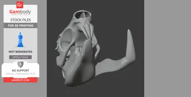 3D model of a detailed, textured Tornieria dinosaur skull for printing.