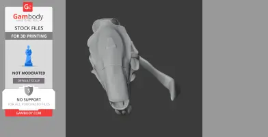 3D model of a Tornieria dinosaur skull, designed for 3D printing, displayed on a dark background.