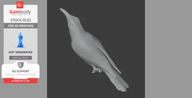 3D model of a banded honeyeater bird perched with a raised beak, designed for 3D printing.