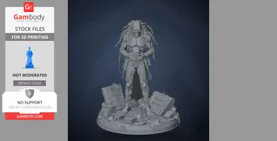 Sinister humanoid figure with tendrils, standing on a debris-covered base, ready for 3D printing.