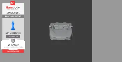 Front view of a 3D model of a De Tomaso Guara car for 3D printing, shown on a grey background.
