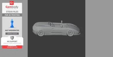 3D model of a De Tomaso Guara car in a side view, designed for 3D printing.