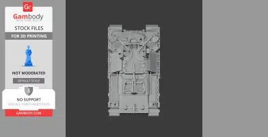 Top view of a detailed 3D model of a tank, designed for 3D printing.