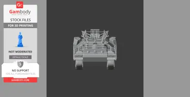 Front view of a 3D tank model for printing, showcasing detailed armor and structural elements.