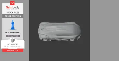 Top view of a sleek, futuristic car model, ideal for 3D printing.