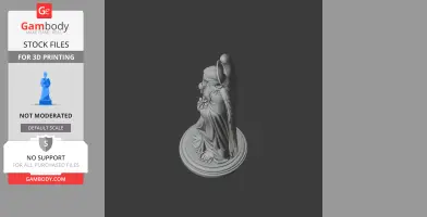 A detailed 3D statue of Saint Aquilina holding a staff, with intricate garments and a decorated base.