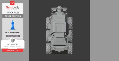Top view of a six-wheeled tank model, showcasing detailed armor and tire design.