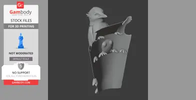 3D model of a prehistoric banded woodpecker perched on a branch, designed for 3D printing.