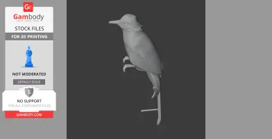 3D model of a Banggai golden bulbul, perched with detailed feathers, suitable for 3D printing.
