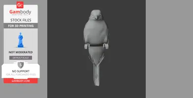3D model of a bird perched on a stand, designed for 3D printing.