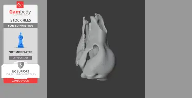 3D model of an Ursus deningeri skull replica for 3D printing displayed against a gray background.