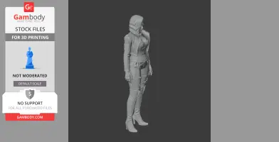 A detailed 3D model of a female character in futuristic armor, suitable for 3D printing.