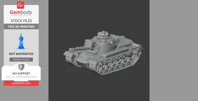 Gray 3D model of an M60 tank, detailed tracks and turret, on a dark background.