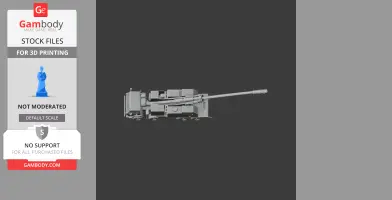 3D model of a B-52 tank with a long barrel on a dark background, suitable for 3D printing.