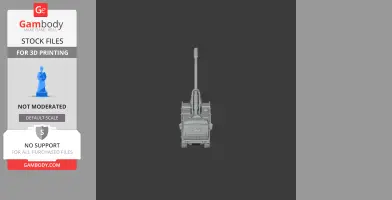 Front view of a detailed 3D model of a tank with a long barrel, displayed on a dark background.