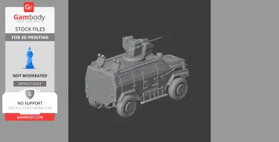 3D model of an armored vehicle with a turret, designed for 3D printing preparation.