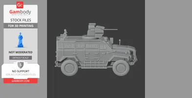 A 3D model of an armored vehicle with turret, designed for printing.