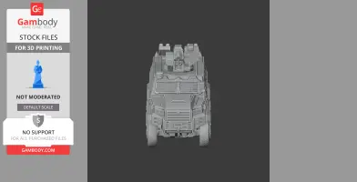Front view of a detailed armored vehicle model, designed for 3D printing.