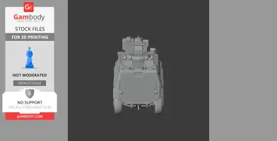 Front view of a detailed 3D tank model for printing.