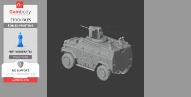3D model of an armored vehicle with turret, ready for 3D printing.