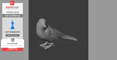 A 3D model of a bird with detailed wings and tail, designed for 3D printing.