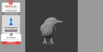 3D model of a Banggai jungle flycatcher, designed for 3D printing in a neutral grey color.