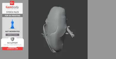 3D model of a Banggai scops owl, showing a textured side view, ready for 3D printing.