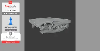 Gray 3D model of a Uteodon dinosaur skull, side view, designed for 3D printing.