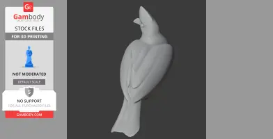 3D model of a bird, resembling a turaco, designed for 3D printing with smooth features.