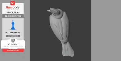 3D model of a simplified bird figure, likely a Bannerman's turaco, designed for 3D printing.