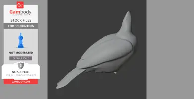 3D model of Bannerman's turaco, smooth bird shape, for 3D printing by Gambody.