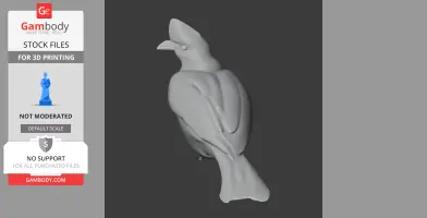 3D model of a stylized bird with a crest, designed for 3D printing.