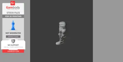 3D model of a character in work attire with short hair and glasses, standing upright.