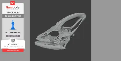 3D-printed veiled chameleon skull model with detailed bone structure, suitable for STL file downloads.