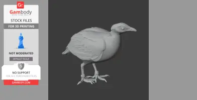 A 3D model of a bar-backed partridge for printing, detailed with feathers and a distinctive stance.