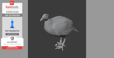 A detailed 3D model of a bar-backed partridge, showcasing its textured feathers and stance.