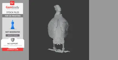 3D model of a bar-backed partridge, showing detailed feathers and a prehistoric design.