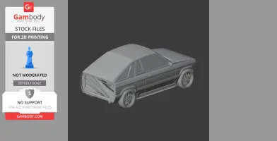 3D model of a Dodge Omni 024, rear view, designed for 3D printing.