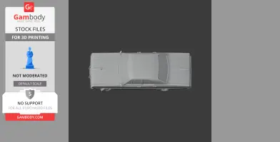 Top view of a 3D model of a Dodge Polara car for 3D printing, displayed on a grey background.