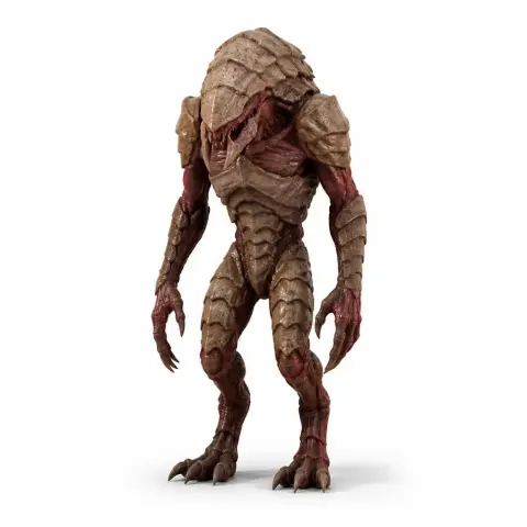 Three-dimensional, armored insectoid creature with long arms, clawed hands, and sturdy legs.