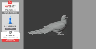 3D model of a bar-tailed cuckoo-dove, detailed feather texture, ideal for 3D printing.