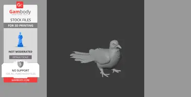 3D model of a bar-tailed cuckoo-dove, perfect for 3D printing, shown in gray.