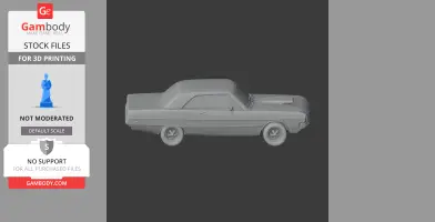 3D model of a classic Dodge Swinger car, gray, side view, for 3D printing.